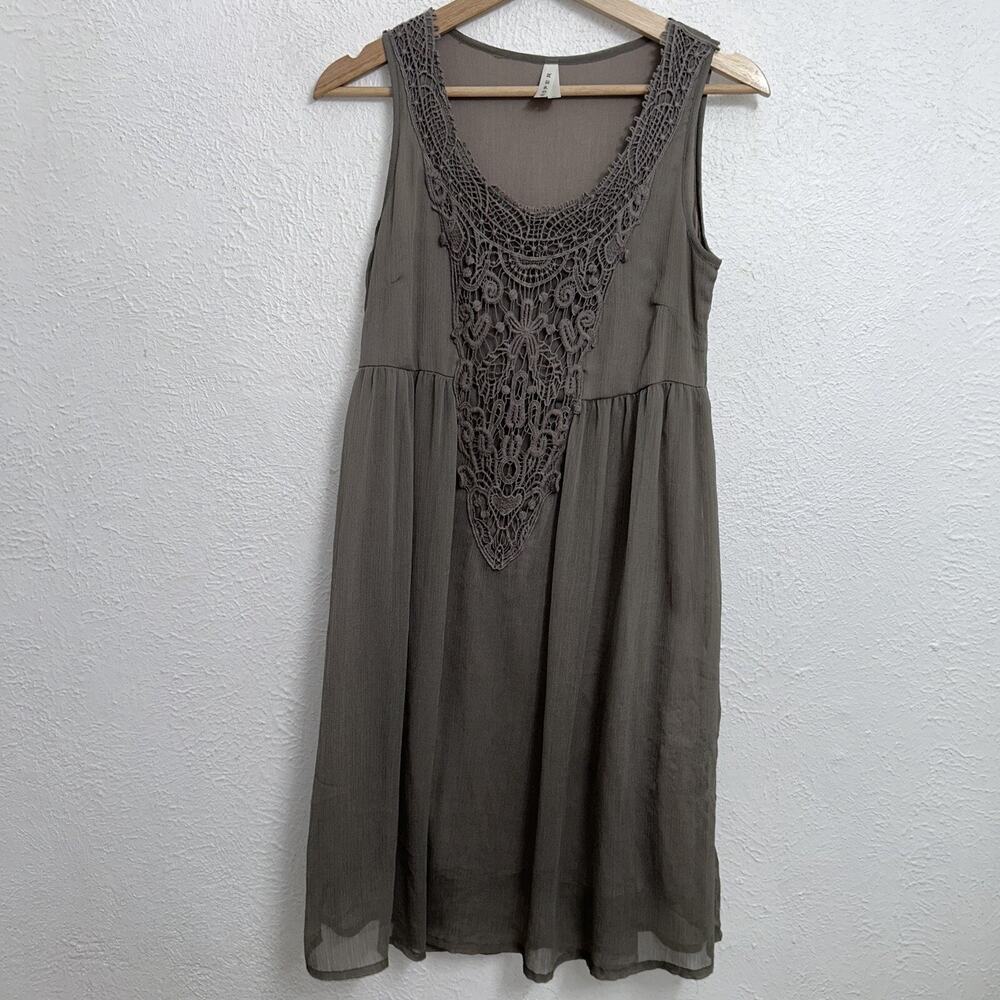 Roper Two-Tiered Tank Beige Dress Crochet Lace Women’s XS